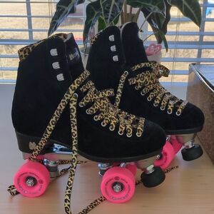 Panther Roller Skates with Upgraded Indoor Pink Wheels